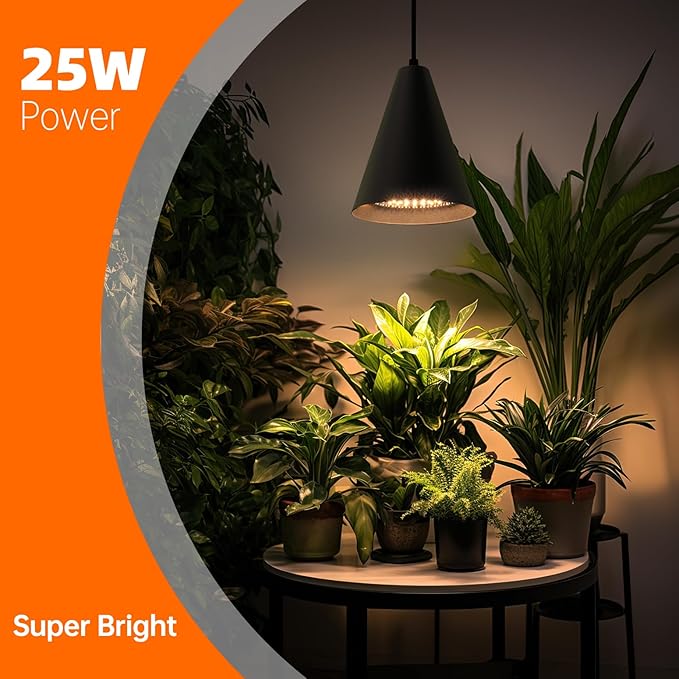 Bstrip Hanging Grow Lights, Full Spectrum Hanging Plant Lights for Indoor Plants, 25W Black Grow Light Bulbs with 16.4FT Power Cord, 3000K Grow Light for Indoor Plant with Timer for Garden, Flowers