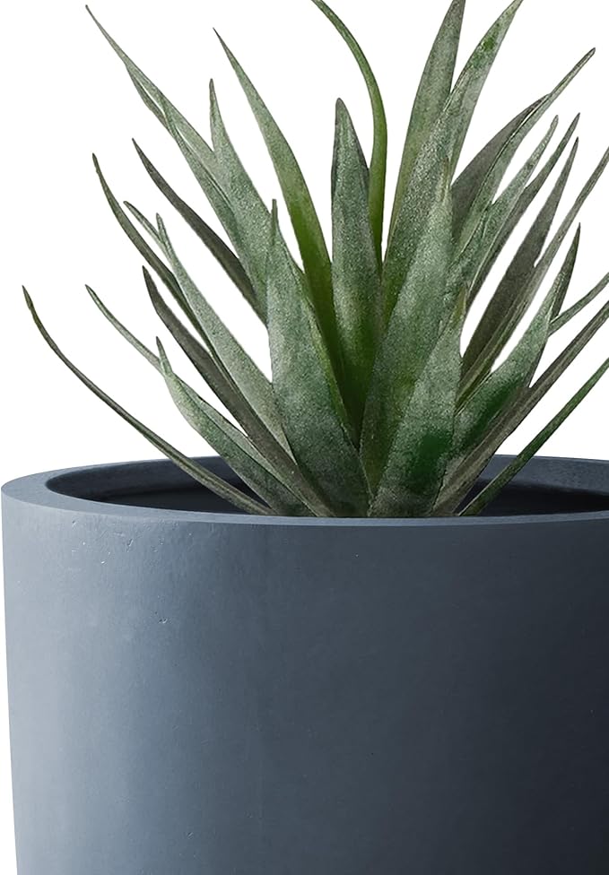 Kante 13",11",9" Dia Round Concrete Large Plant Pots Outdoor Indoor Planters Bowl with Drainage Hole for Patio, Set of 3,Charcoal