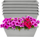 Window Box Planter, 6 Packs 17 Inches Rectangle Planters Box with Drainage Holes and Trays, Vegetable Planters for Windowsill Patio Garden Home Decor Porch Yard Light Gray
