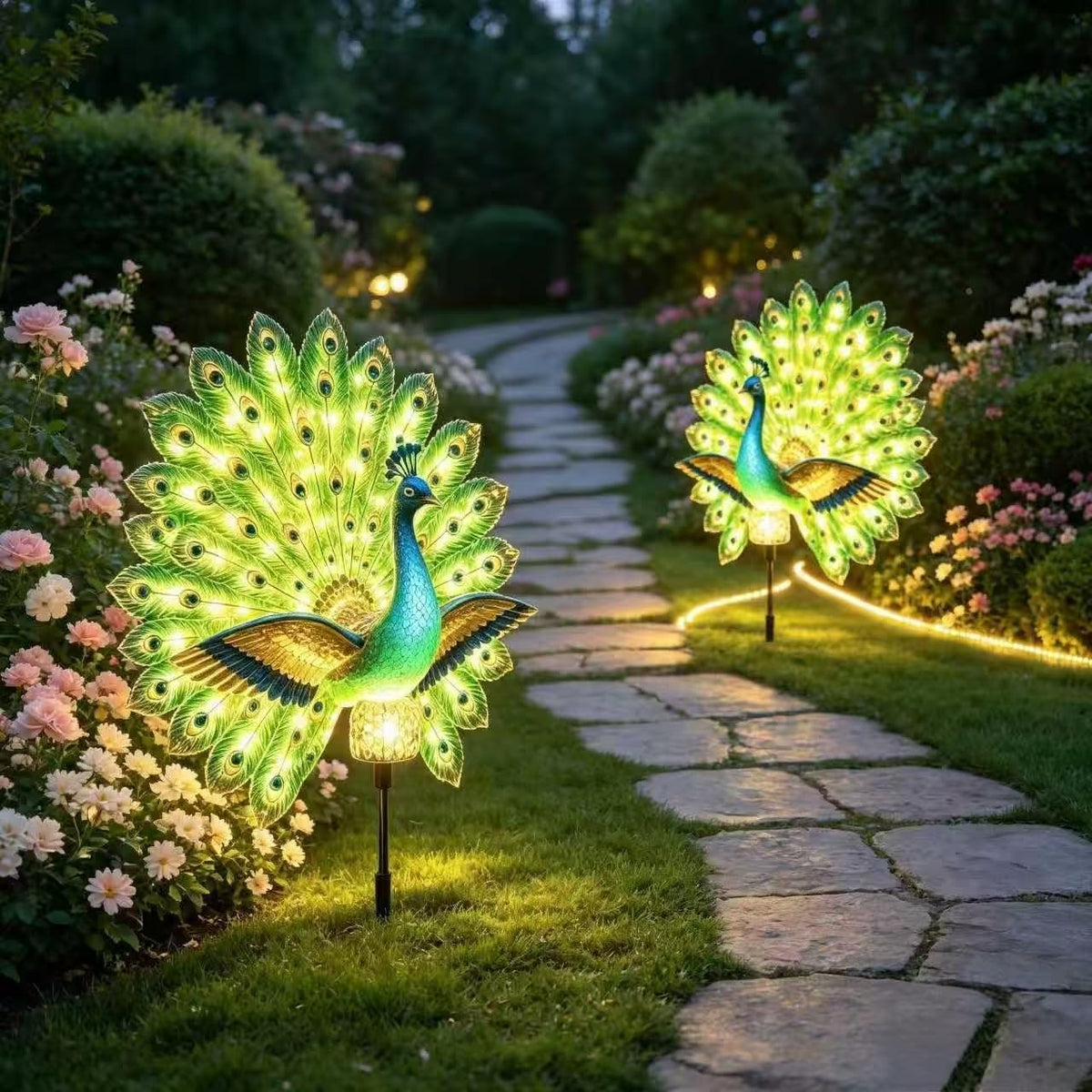 OZSZN Solar Peacock Garden Sculpture Moving Tail (2)