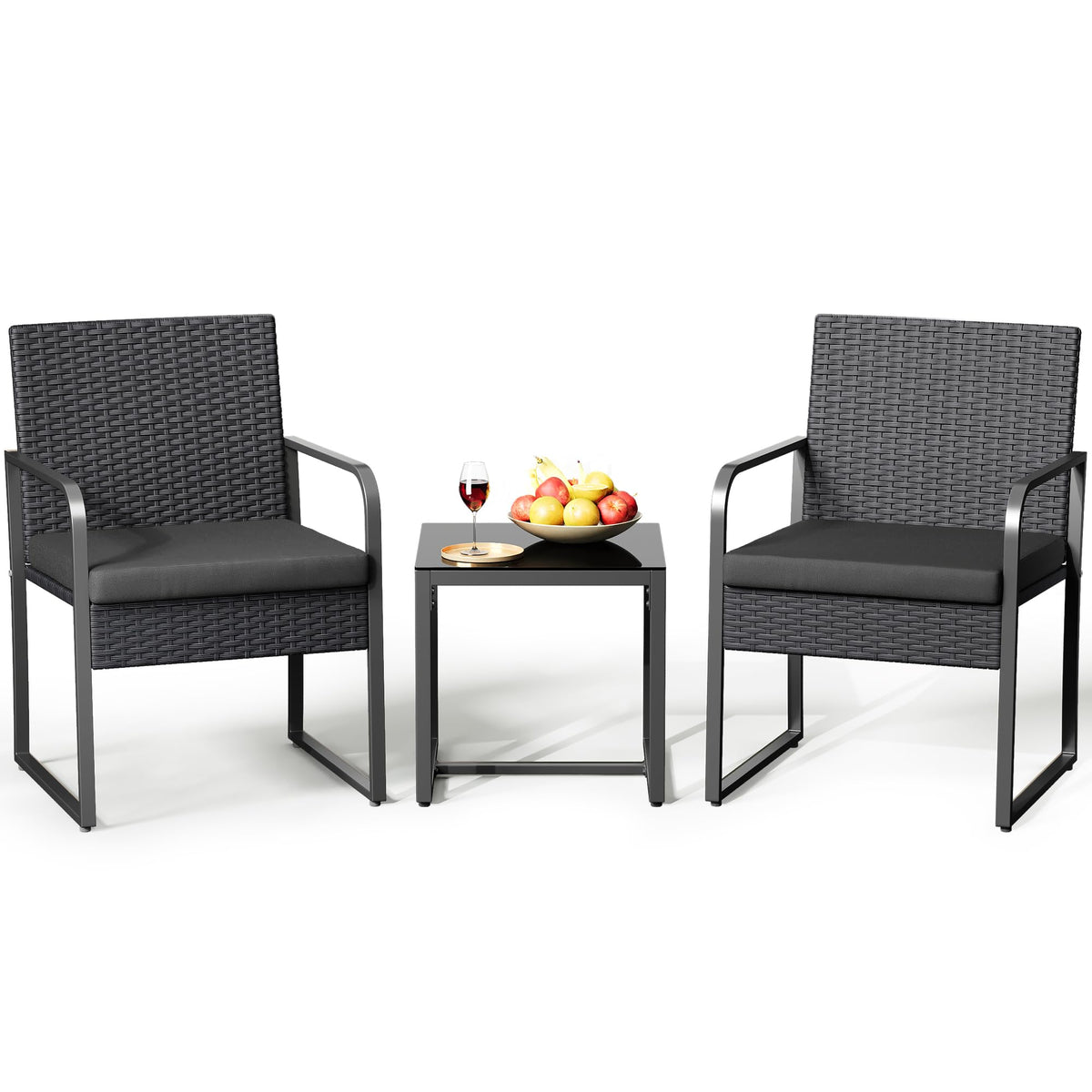 Gizoon 3 Pieces Patio Furniture Sets, Outdoor Rattan Conversation