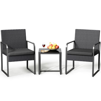 Gizoon 3 Pieces Patio Furniture Sets, Outdoor Rattan Conversation