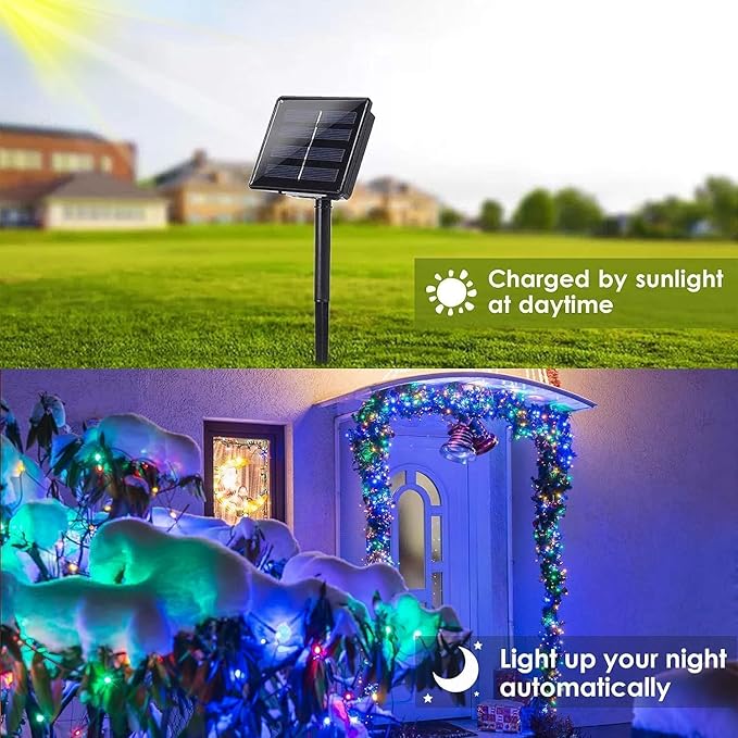 Solar String Lights Outdoor, 4 Pack 288FT 800 LED Solar Twinkle Lights for Outside Waterproof Copper Wire with 8 Modes Fairy Decorations for Garden Yard Wedding Christmas Tree Decor (Multicolor)