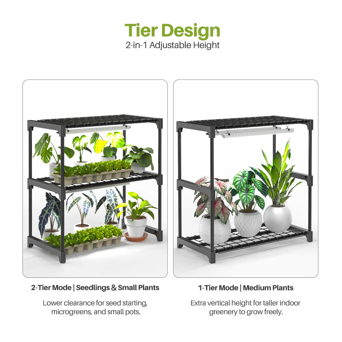Inzlume 2-Tier Desktop Indoor Greenhouse with Grow Light, 11.8x23.6x23.6