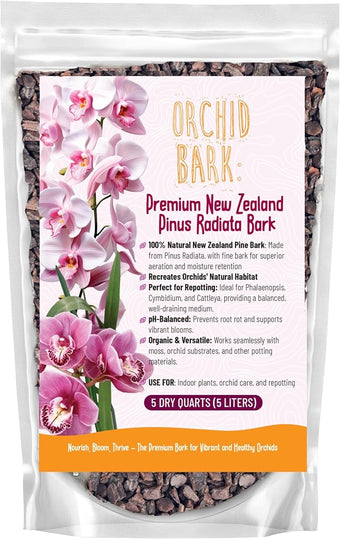GARDENWISE Premium Orchid Bark for Potting Mix – Ready-to-Use Pine Bark for Indoor Plants, Orchid Repotting & Soil Mix Creation, Ideal Orchid Medium (5 Quarts)