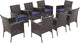 Sophia & William Wicker Patio Chairs Set of 8, 8 Pcs All-Weather Rattan Outdoor Dining Chairs with Seat Cushions