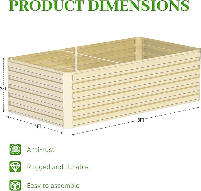 8x4x2 ft Outdoor Raised Garden Bed, Large Metal Planter Raised Beds, Planters for Outdoor Plants for Vegetables, Flowers, Herbs, Fruits, and Succulents.(4 Pcs,Yellow)