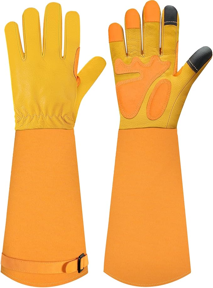SLARMOR Long-Gardening-Gloves for Women/Men - Thorn Proof Rose Pruning Gloves Heavy Duty Gauntlet, Best Garden Gifts for Gardener-L