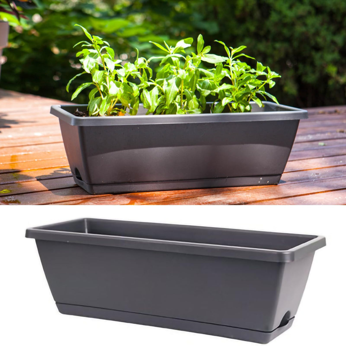 HAOHIZE Raised Garden Bed, Rectangular Plastic Planter Raised Beds Large Flower Vegetable Planters Boxes Thicken Planting Pots Plant Containers for Balcony Home Outdoor Window (8 L)