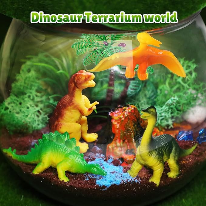 RONSTONE Dinosaur Toys for Boys - Dinosaur Terrarium Kit for Kids - Christmas Birthday Gifts for Boys Ages 4 5 6 7 8 Year Old - Light Up DIY Dinosaur Arts and Crafts for Boy and Kids