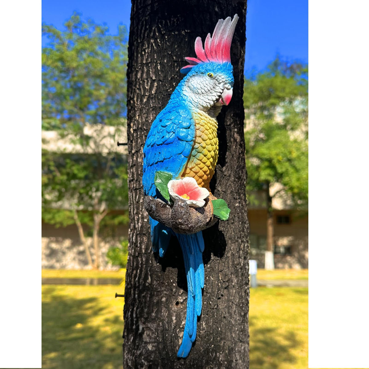 Teaeeno Resin Real Parrot Bird Statue Sculpture Figurine Ornament