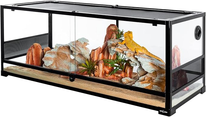 REPTI ZOO Reptile Tempered Glass Extra-Long Terrarium Habitats 48" x 18" x 18" Reptile Amphibians Large Enclosure for Snake/Bearded Dragon/Lizard ect.