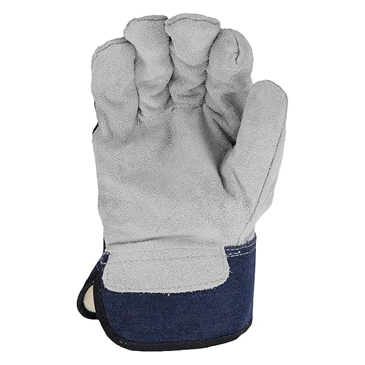 West Chester Men's Split Cowhide Leather Palm Gloves with Posi-Therm lining, Safety Gloves, Cold Weather Gloves, Blue, Large, (91205/L),Blue and White