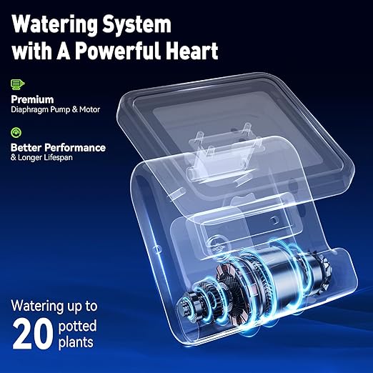RAINPOINT Dual Power APP Control WiFi Solar Automatic Plant Waterer,Pump Device Only Hub Required,IP54 Indoor/Outdoor Vacation Smart Remote Monitoring Drip Irrigation Kit Water 10-20 Plants