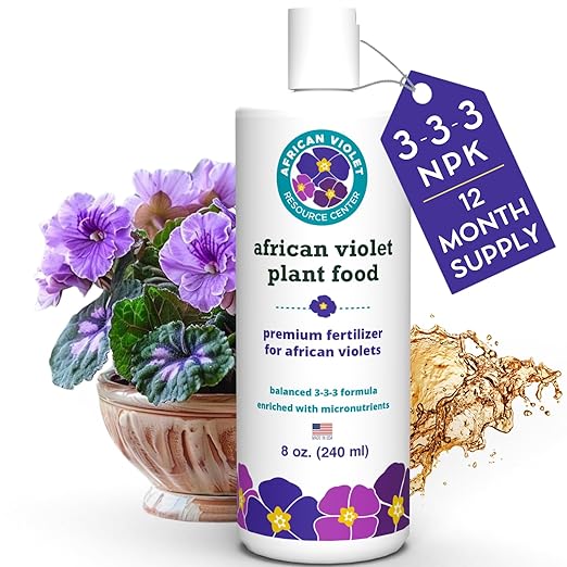 African Violet Fertilizer | Premium Liquid Plant Food for Strong Roots & Lush Blooms | Gentle, Balanced 3-3-3 Formula with Essential Micronutrients | Sea Kelp, Humic & Fulvic Acid | Made in USA | 8 oz