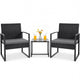 Flamaker 3 Pieces Patio Furniture Set Outdoor Wicker Bistro Chair (Grey)