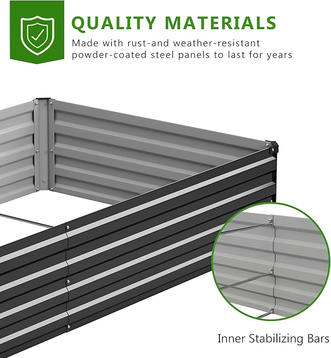 Easllre 2PCS 9x3x1ft Galvanized Raised Garden Bed Kit, Galvanized Planter Raised Garden Boxes Outdoor, Large Metal Raised Garden Beds for Vegetables,Black