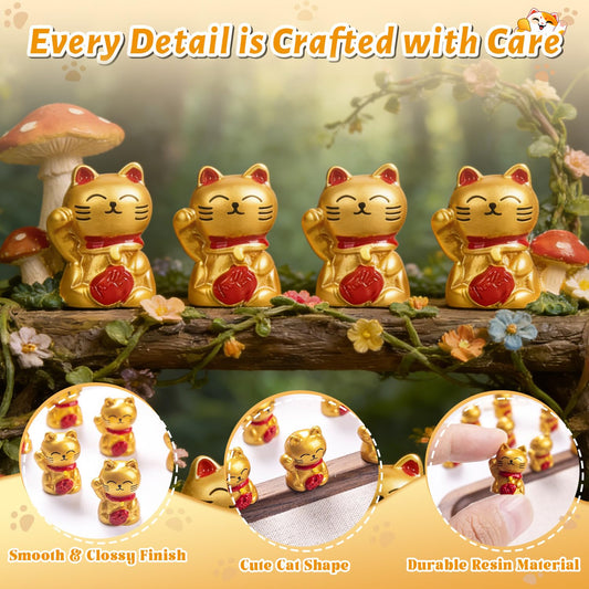 LuxDuo 20 pcs Mini Resin Cats Tiny Animals Figures,Lucky Statue Cat,Cute Mini Cat Figurines for Fairy Garden Decor,Dollhouse,Cake Topper, Birthday Party Gifts