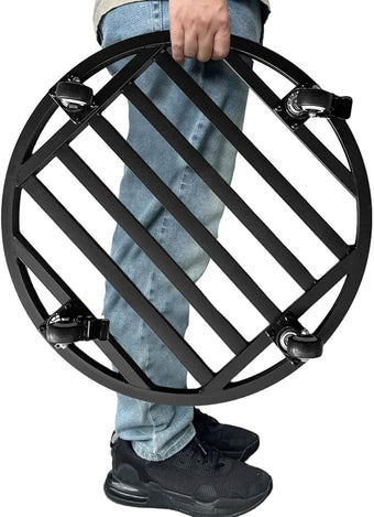 Hongsane 22" Round Plant Stand with Wheels Heavy Duty,Large Metal Plant Caddy Indoor Outdoor Use,Rolling Plant Dolly with Industrial Casters,Rust-Proof Black Plant Tray for Large Planters Pots,1-Pack
