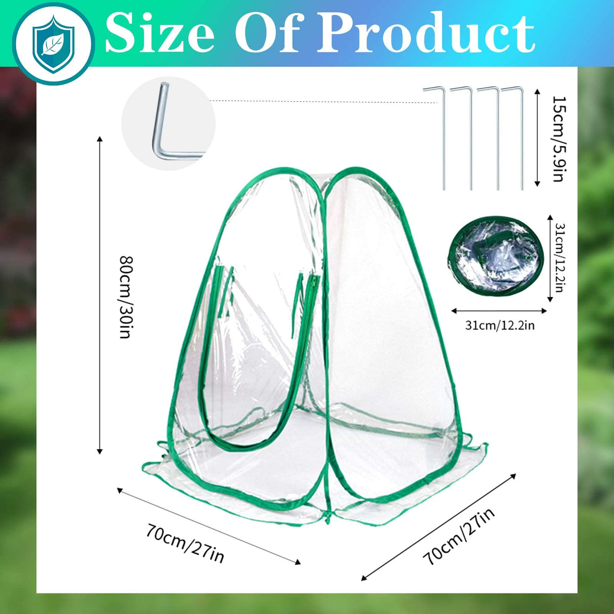 Pop Up Greenhouse Cover, PVC Mini Portable Greenhouse, 4 Nails, 27"x27"x30"