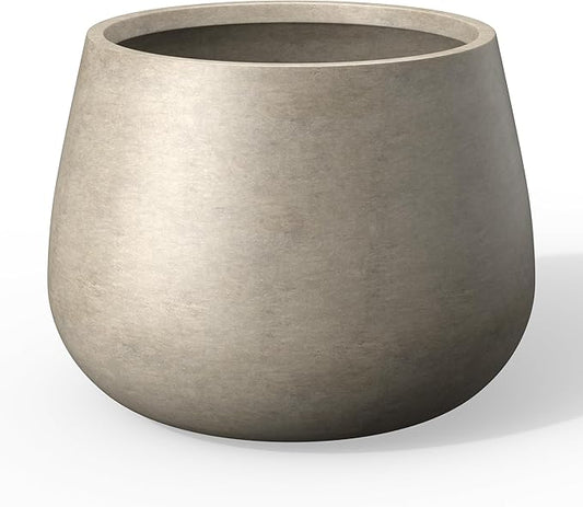 Kante Curva Series Planter, 10.2 Inch Round Concrete Flower Pot with Draiange Hole and Rubber Plug, Suitable for Indoor Plants, Home, Garden, Patio, Weathered Concrete