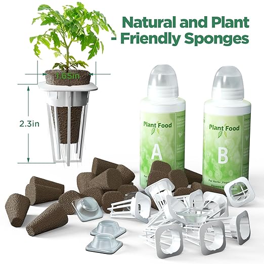 LETPOT 77 Pcs Seed Pod Kits, Square Grow Anything Kit for Hydroponics, with 2 A&B Nutrient Plant Foods and 30 Sponges, 5 Domes, 10 Baskets, 30 Stickers, Compatible Mini and Other Brand