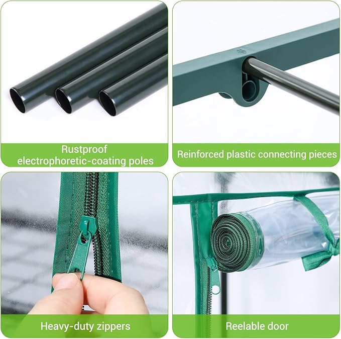 Mini Greenhouse for Outdoors Indoor: Ohuhu Small Green House with 4 Tier Shelves, Portable Plastic Greenhouses with Heavy Duty Transparent PVC Cover for Winter Garden Patio Backyard Porch Balcony