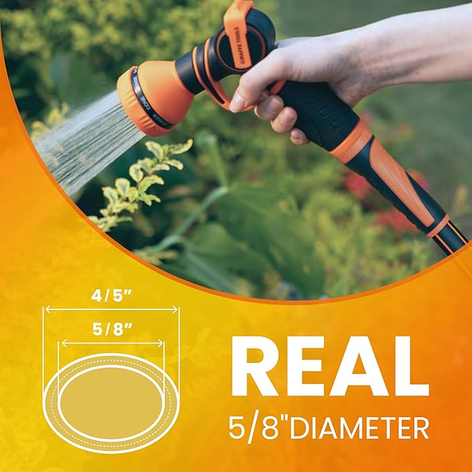 Giraffe Tools Garden Hose 75ft x 5/8", Water Hose Heavy Duty, Flexible, Lightweight Hybrid Hose with Swivel Handle, Male to Female Fittings, Burst 600 PSI