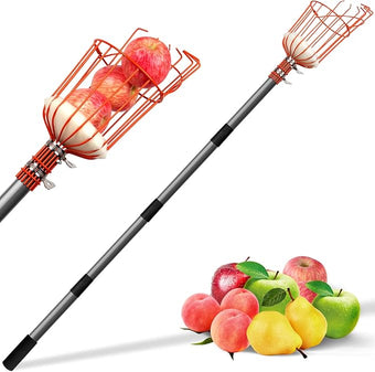 Walensee 5.5FT Fruit Picker, Adjustable Fruits Picker Tool with Lightweight Stainless Steel Pole and Big Basket, Fruit Catcher Equipment Tree Picker for Apples Mango Pear Orange Avocados Fruit Picking
