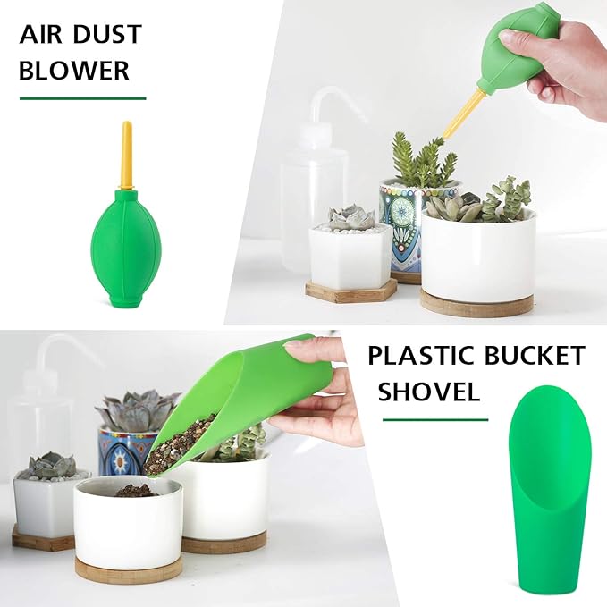 G GOOD GAIN Garden Succulent Kit with Organizer Bag, 15Pieces Succulent Tools, Indoor Mini Hand Gardening Tools Set with Carrier for Bonsai Planter Miniature Fairy Planting Care(Rose)