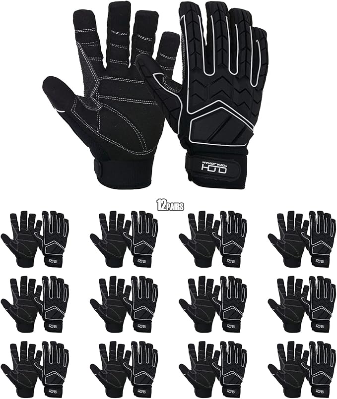 HANDLANDY Anti Vibration Gloves, SBR Padding, TPR Protector, Mechanic Work Gloves (Large, Black)