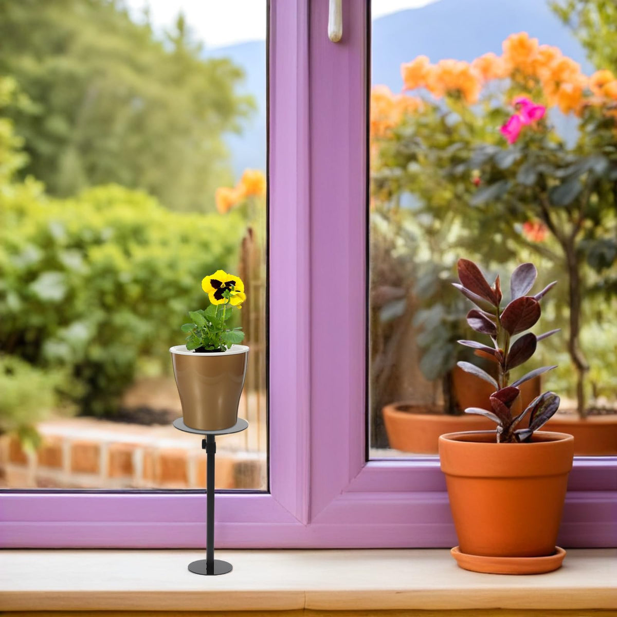 Housoutil Adjustable Plant Riser inside Pots 17-inch Plastic Flower Pot Stand with Base Suitable for Large and Square Containers