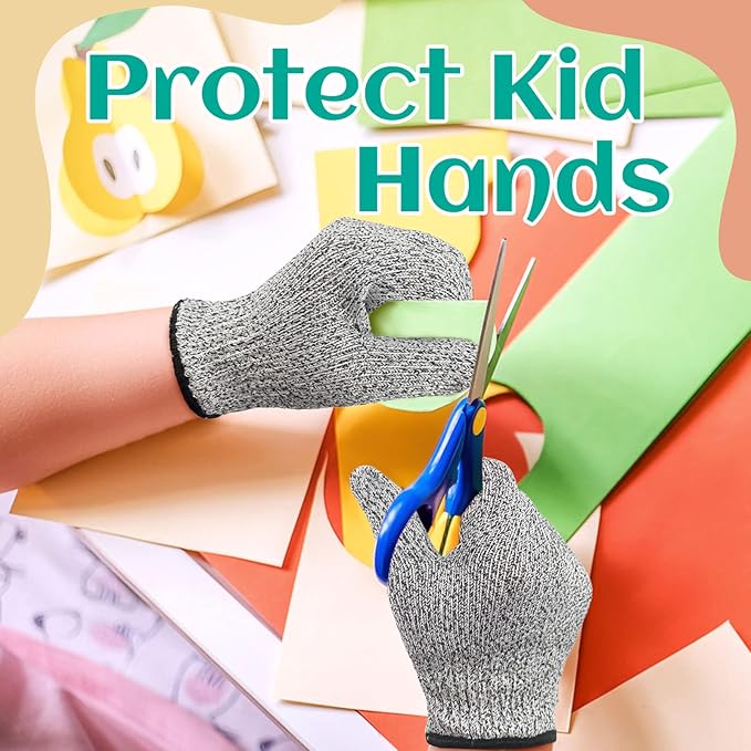 Evridwear Cut Resistant Gloves for Kids 10-13 Years, Level 5 Protection Cutting Gloves Food Grade for Cooking, Whittling, Wood Carving, Gardening and DIY
