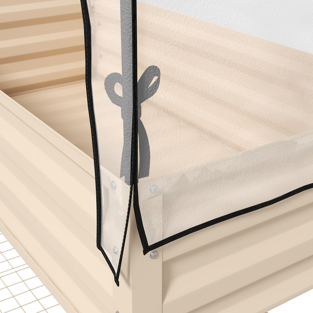 Outsunny Raised Garden Bed with Cover and Storage Shelf, Cream