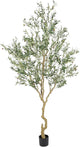 Nafresh Tall Faux Olive Tree，9ft（108in） Realistic Potted Silk Artificial Olive Tree， Fake Olive Trees Indoor with Green Leaves and Big Fruits for Home Office Living Room Stairs Patio Decor.