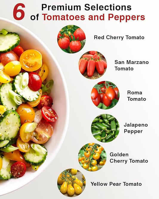 Heirloom Tomato Seed Pod Kit for AeroGarden, iDoo, Ahopegarden, MUFGA with Red Heirloom/Golden Harvest Cherry Tomato, Roma/San Marzano/Yellow Pear Tomato - Compatible with All Hydroponics (12-Pod)