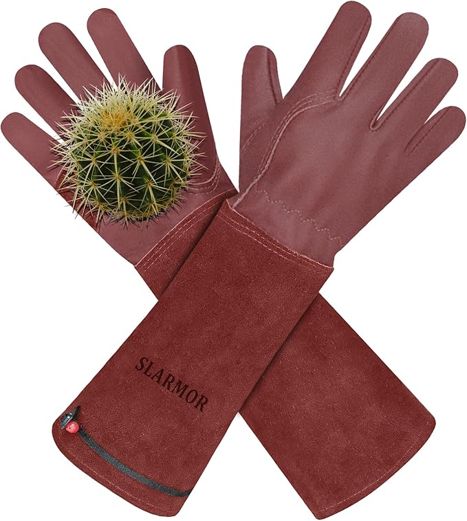 SLARMOR Long Gardening-Gloves Women/Men-Thorn proof Rose Pruning Heavy Duty Gauntlet, Best Garden Gifts for Gardener-XS