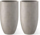 Kante 24 Inch Tall Round Concrete Planter, 2 Pack Large Indoor Outdoor Plant Pots with Drainage Hole and Rubber Plug, Modern Decorative Garden Pots for Home Patio Porch, Weathered Concrete