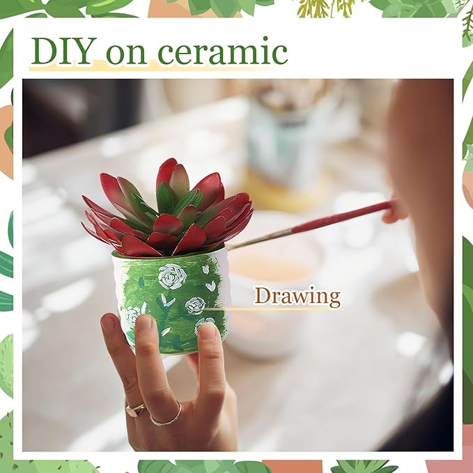 Remerry 18 Pcs 3.5 Inch DIY Ceramic Succulent Pots for Painting Figurines Paint Craft Kit Unpainted Ceramic Bisque Paintable Flowerpots with Drainage Hole Ready to Paint