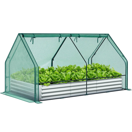 Ohuhu 8x4x1 FT Raised Garden Bed Outdoor with Cover, 3-in-1 Gardening Set
