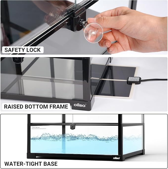 Oiibo 18" x 18" x 24" Glass Reptile Terrarium, Knock-Down Rainforest Reptile Habitat Tank with Front Opening Doors & Top Screen Ventilation, 30 Gallon Vertical Terrarium