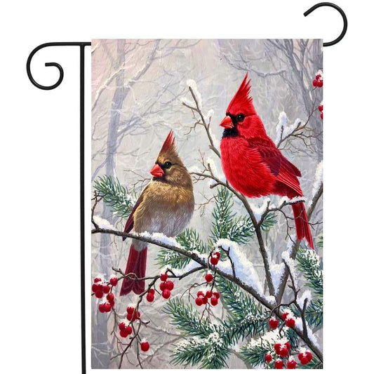 Winter Cardinal Bird Garden Flags Christmas Banners for Outside 12x18 Double Sided Red Birds on Tree Branch Flag Welcome New Year Yard Flag Farmhouse Outdoor Decor