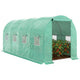 Outsunny 15' x 7' x 6.5' Walk-in Tunnel Hoop Greenhouse PE Cover Green