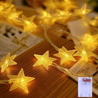 Star String Lights for Bedroom - 17 Ft 50 LED Fairy Christmas Lights Battery Operated, Indoor Outdoor Waterproof Star Twinkle Light for Tent Loft Bed Party Camping Decor