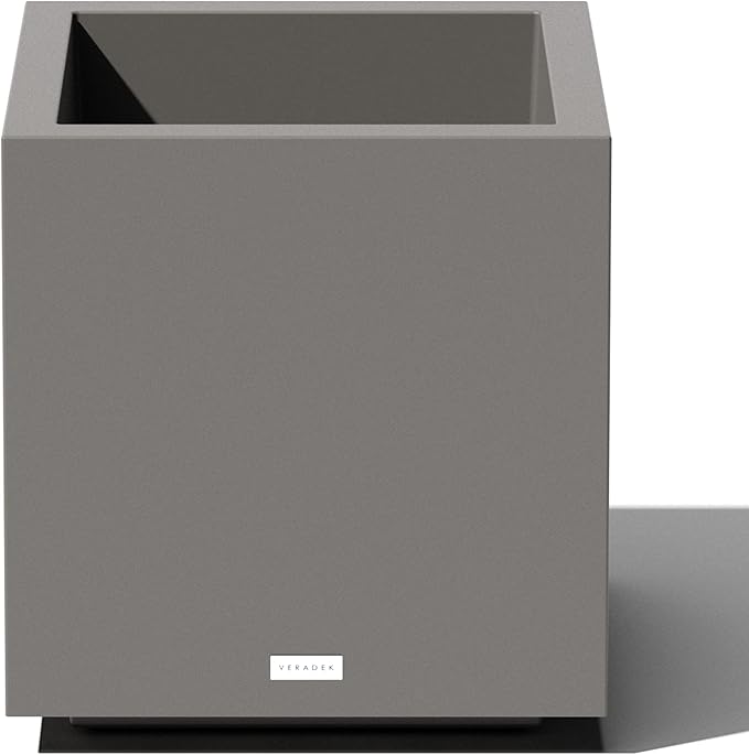 Veradek Block Series Cube Plastic Planter - Large Square Planter for Indoor or Outdoor Patio/Garden | Durable All-Weather Use with Drainage Holes | Modern Décor for Tall Plants, Trees, Flowers