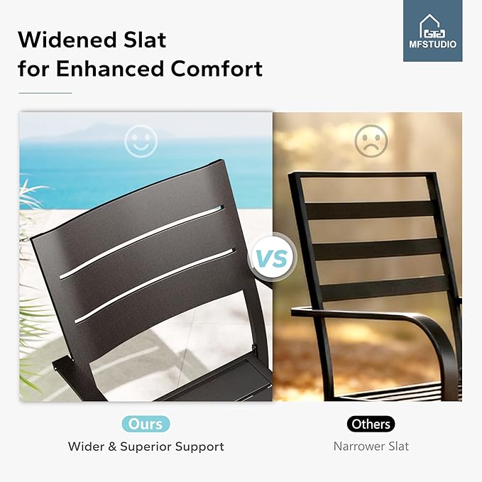 MFSTUDIO Patio Dining Chairs Set of 2, Stackable Metal Outdoor Chairs Set, Outdoor Furniture Dining Chairs for Bistro Balcony Deck Yard