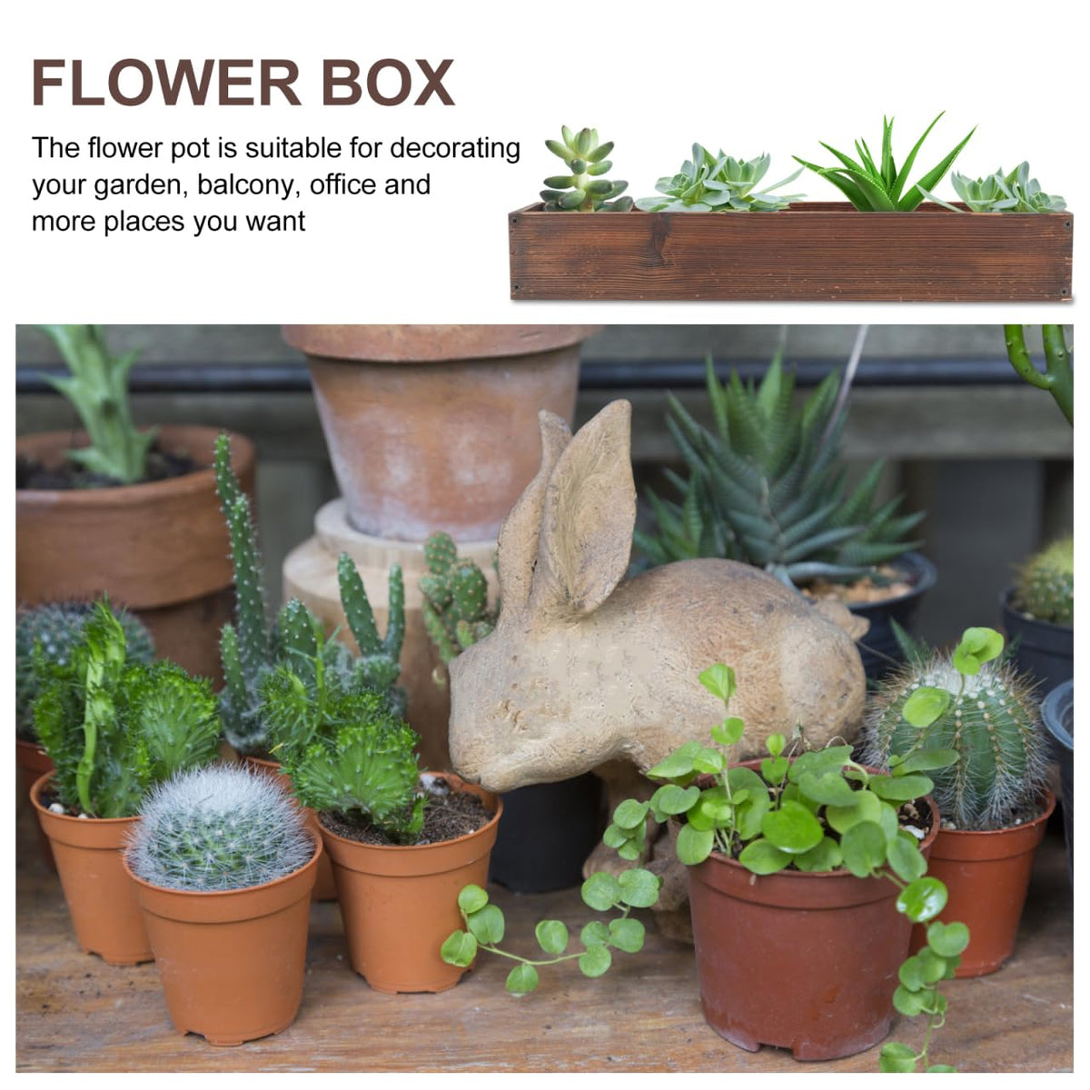 JOINPAYA Wooden Window Planter Box for Succulents