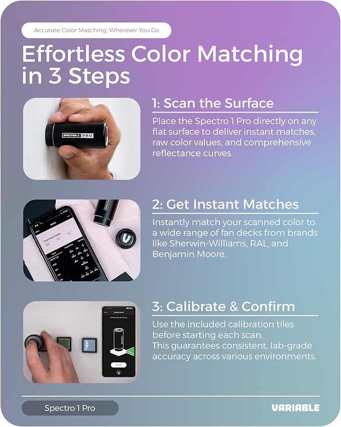 Spectro 1 Pro Mobile Spectrophotometer with Dock & Security Kit, Paint Color Matching Tool and Color Reader, Portable Colorimeter Spectrometer Color Sensor & Paint Scanner Device for Prints & Coatings
