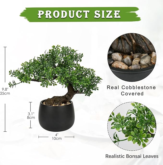 Artificial Bonsai Tree Juniper Faux Plants Indoor Fake Plants Decor with Ceramic Pots for Home Table Office Desk Bathroom Shelf Bedroom Living Room Farmhouse Decorations