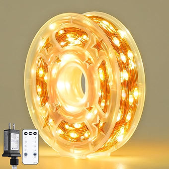 JMEXSUSS 300 LED Fairy Lights Plug in, 99 ft 8 Modes Remote Control Twinkle String Lights with Wheel, Warm White Christmas Lights Indoor Outdoor Waterproof for Bedroom Christmas Decor